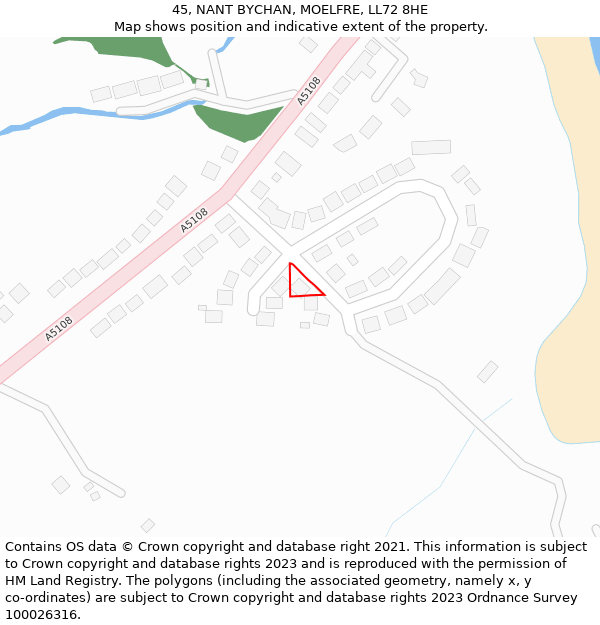 45, NANT BYCHAN, MOELFRE, LL72 8HE: Location map and indicative extent of plot