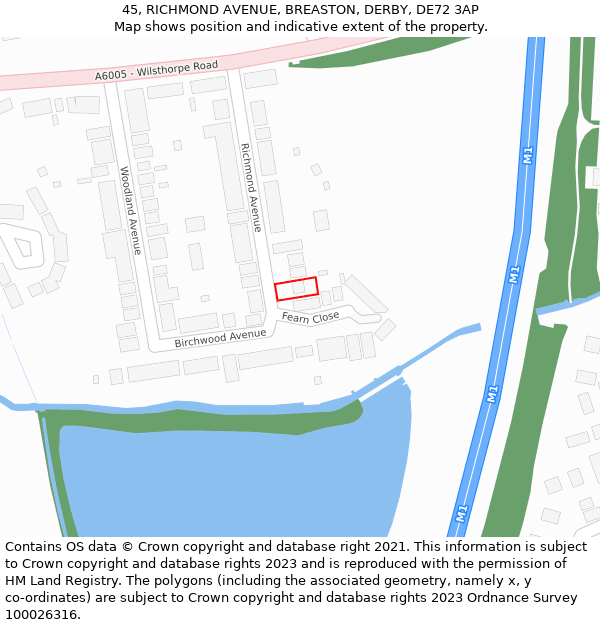 45, RICHMOND AVENUE, BREASTON, DERBY, DE72 3AP: Location map and indicative extent of plot