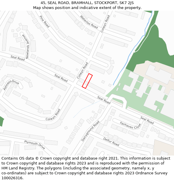 45, SEAL ROAD, BRAMHALL, STOCKPORT, SK7 2JS: Location map and indicative extent of plot