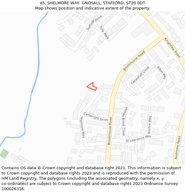 45, SHELMORE WAY, GNOSALL, STAFFORD, ST20 0DT: Location map and indicative extent of plot