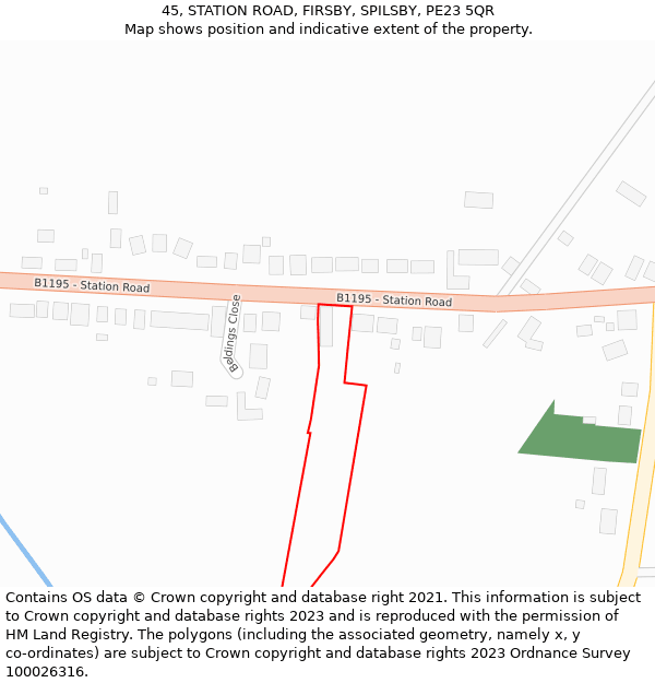 45, STATION ROAD, FIRSBY, SPILSBY, PE23 5QR: Location map and indicative extent of plot