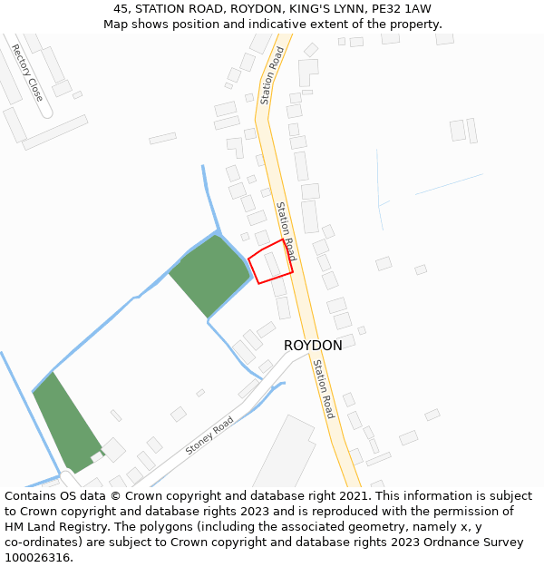 45, STATION ROAD, ROYDON, KING'S LYNN, PE32 1AW: Location map and indicative extent of plot