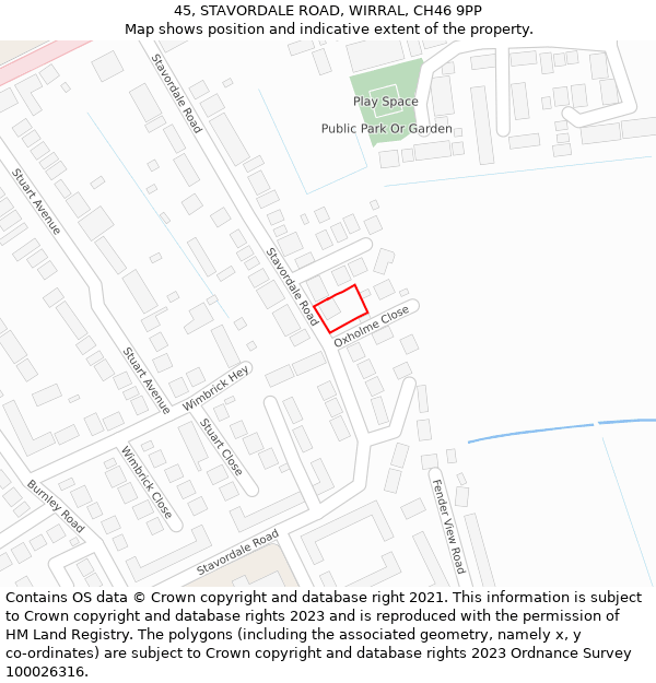 45, STAVORDALE ROAD, WIRRAL, CH46 9PP: Location map and indicative extent of plot