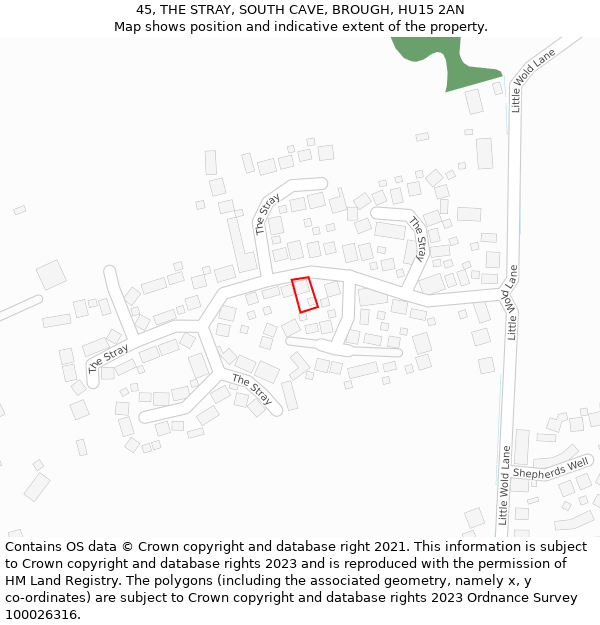 45, THE STRAY, SOUTH CAVE, BROUGH, HU15 2AN: Location map and indicative extent of plot