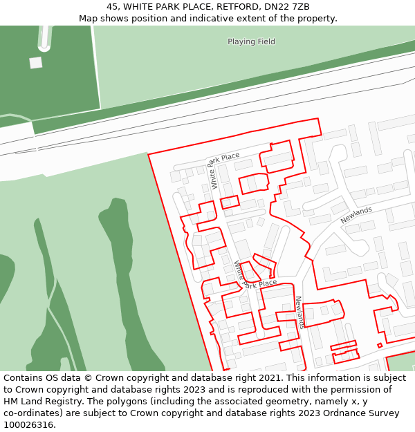 45, WHITE PARK PLACE, RETFORD, DN22 7ZB: Location map and indicative extent of plot