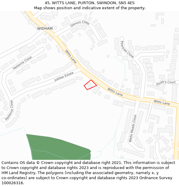 45, WITTS LANE, PURTON, SWINDON, SN5 4ES: Location map and indicative extent of plot