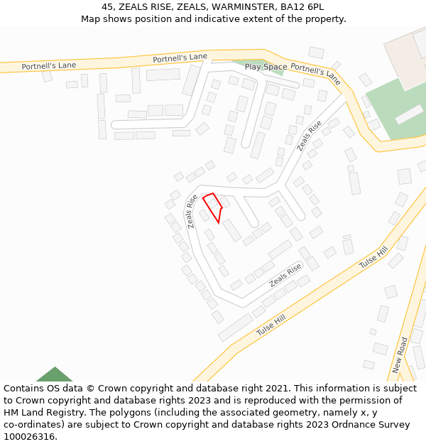 45, ZEALS RISE, ZEALS, WARMINSTER, BA12 6PL: Location map and indicative extent of plot