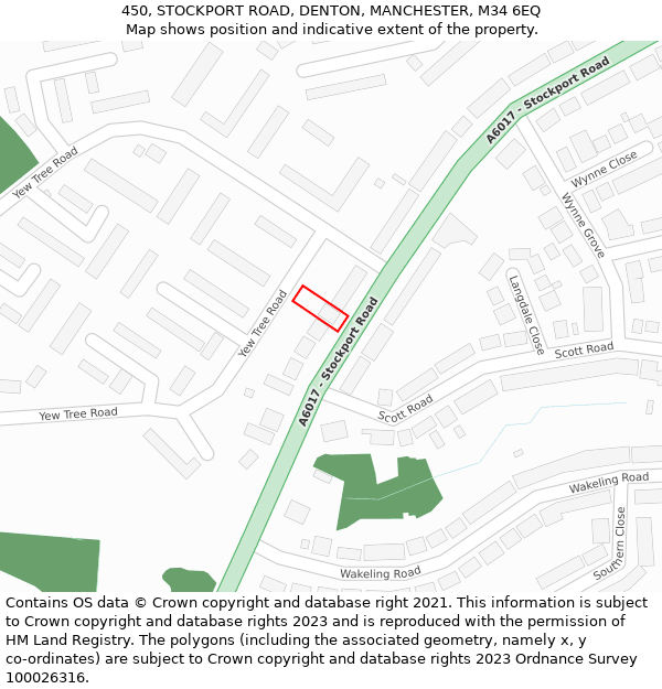 450, STOCKPORT ROAD, DENTON, MANCHESTER, M34 6EQ: Location map and indicative extent of plot