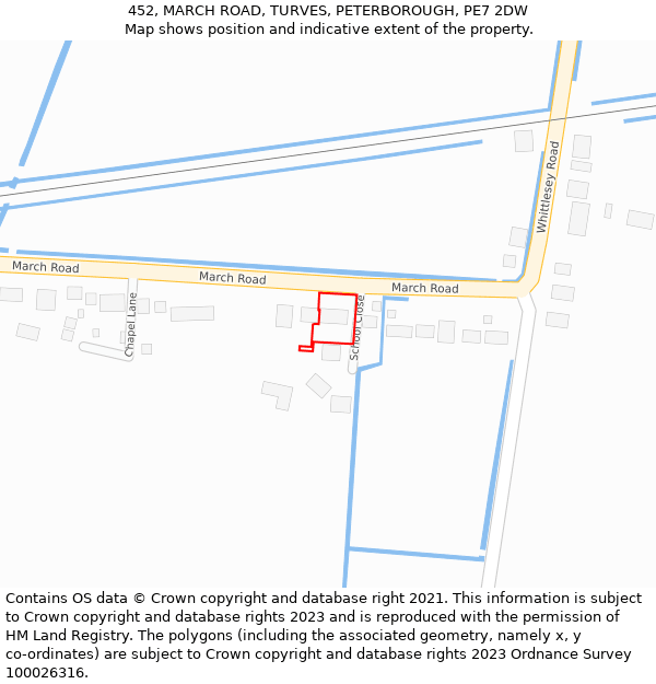 452, MARCH ROAD, TURVES, PETERBOROUGH, PE7 2DW: Location map and indicative extent of plot