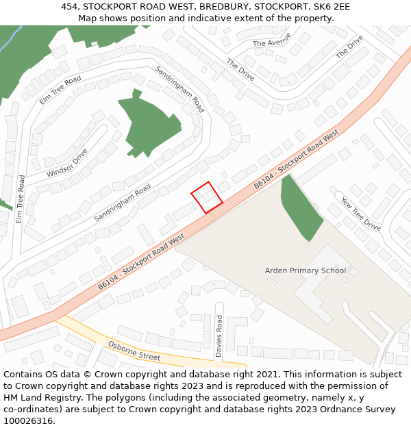 454, STOCKPORT ROAD WEST, BREDBURY, STOCKPORT, SK6 2EE: Location map and indicative extent of plot