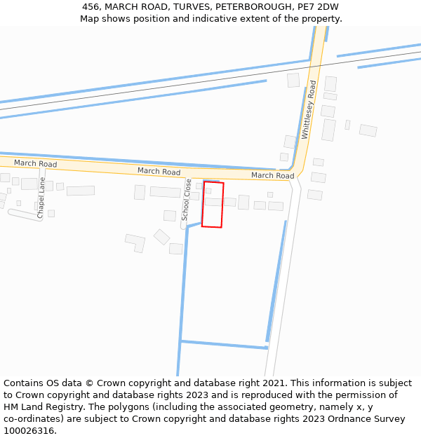 456, MARCH ROAD, TURVES, PETERBOROUGH, PE7 2DW: Location map and indicative extent of plot