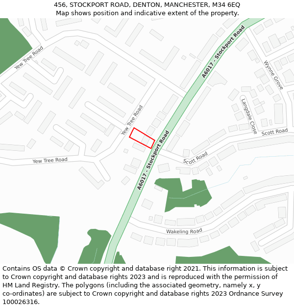 456, STOCKPORT ROAD, DENTON, MANCHESTER, M34 6EQ: Location map and indicative extent of plot