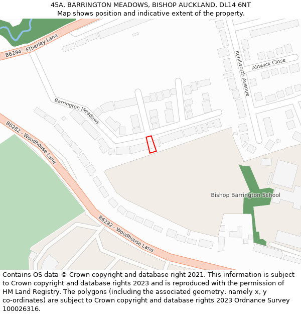 45A, BARRINGTON MEADOWS, BISHOP AUCKLAND, DL14 6NT: Location map and indicative extent of plot