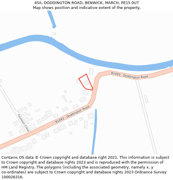 45A, DODDINGTON ROAD, BENWICK, MARCH, PE15 0UT: Location map and indicative extent of plot
