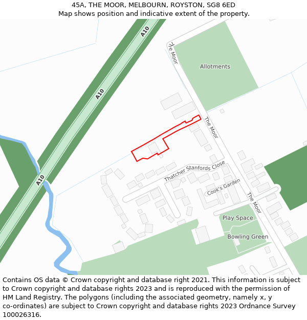 45A, THE MOOR, MELBOURN, ROYSTON, SG8 6ED: Location map and indicative extent of plot