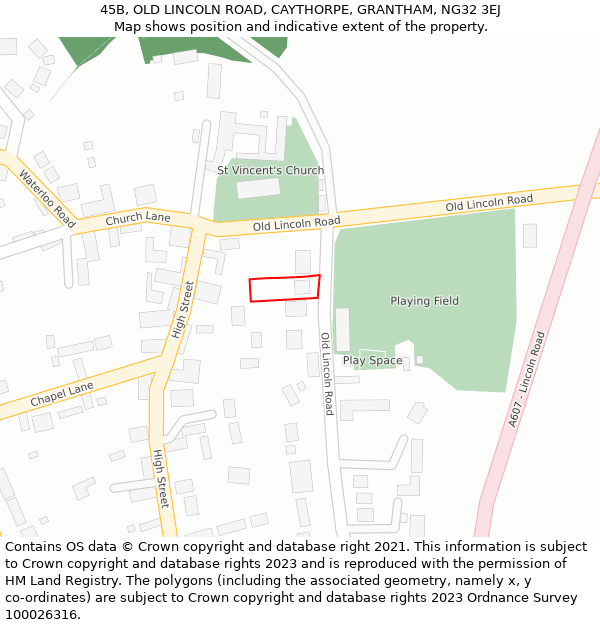 45B, OLD LINCOLN ROAD, CAYTHORPE, GRANTHAM, NG32 3EJ: Location map and indicative extent of plot