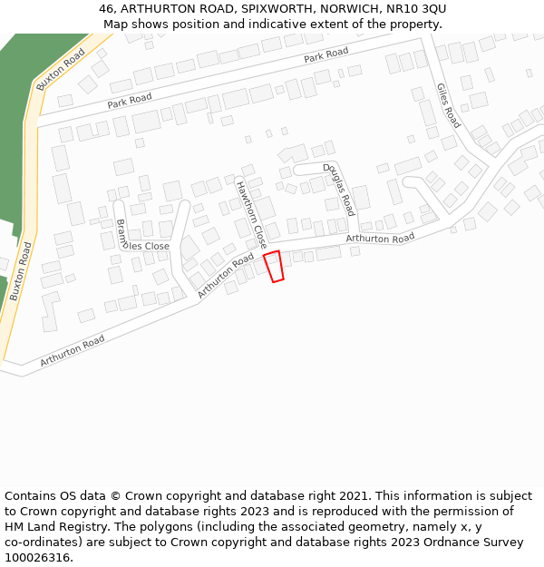 46, ARTHURTON ROAD, SPIXWORTH, NORWICH, NR10 3QU: Location map and indicative extent of plot