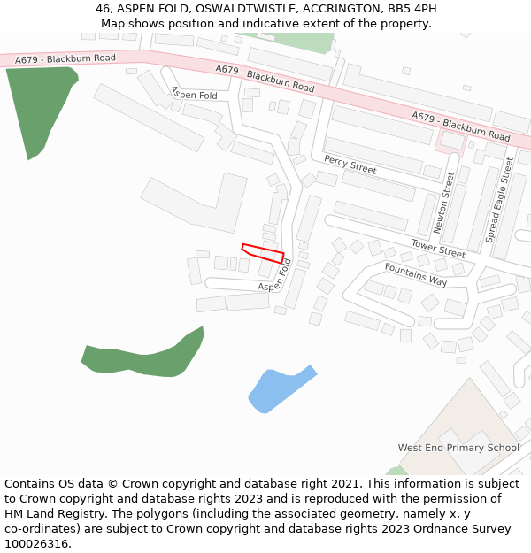 46, ASPEN FOLD, OSWALDTWISTLE, ACCRINGTON, BB5 4PH: Location map and indicative extent of plot