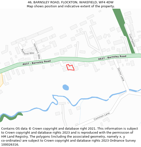 46, BARNSLEY ROAD, FLOCKTON, WAKEFIELD, WF4 4DW: Location map and indicative extent of plot