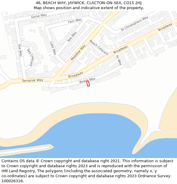 46, BEACH WAY, JAYWICK, CLACTON-ON-SEA, CO15 2HJ: Location map and indicative extent of plot