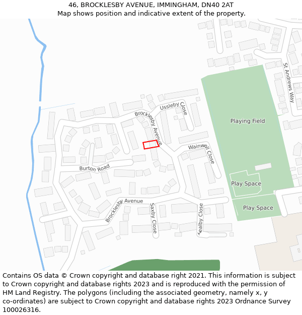 46, BROCKLESBY AVENUE, IMMINGHAM, DN40 2AT: Location map and indicative extent of plot