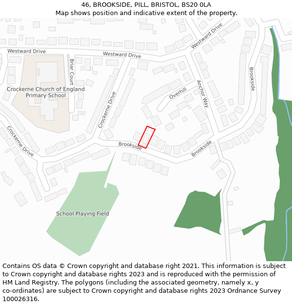 46, BROOKSIDE, PILL, BRISTOL, BS20 0LA: Location map and indicative extent of plot