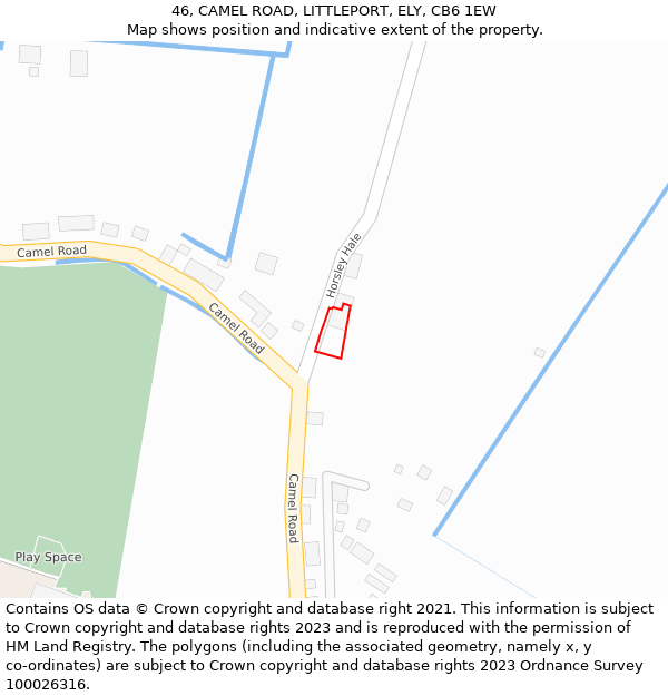 46, CAMEL ROAD, LITTLEPORT, ELY, CB6 1EW: Location map and indicative extent of plot