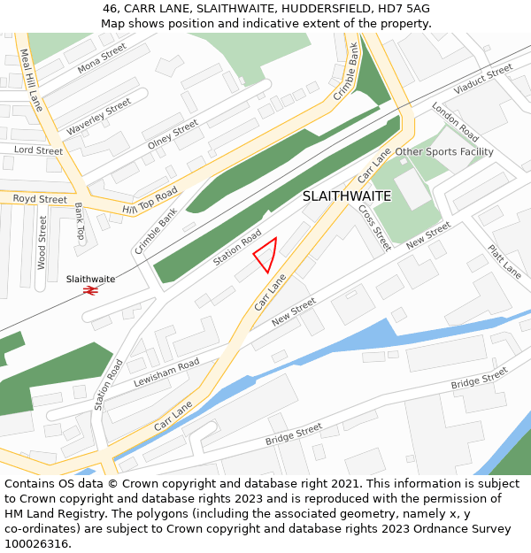 46, CARR LANE, SLAITHWAITE, HUDDERSFIELD, HD7 5AG: Location map and indicative extent of plot