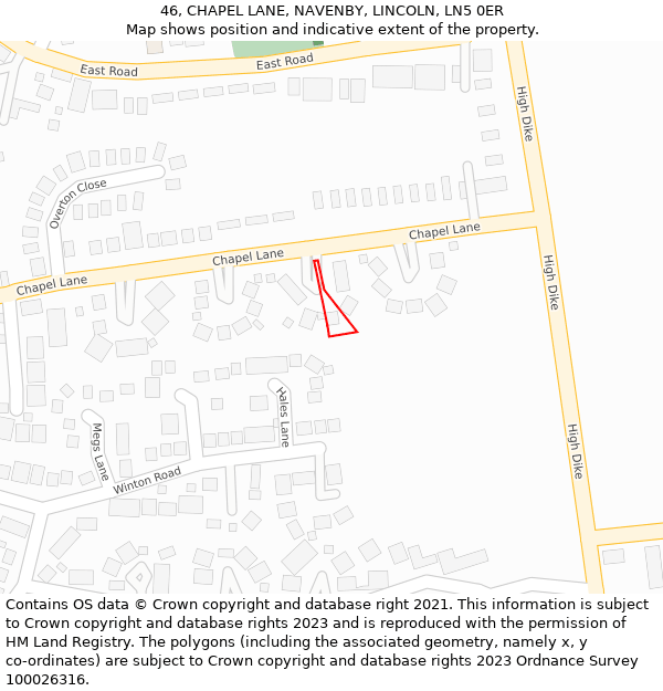 46, CHAPEL LANE, NAVENBY, LINCOLN, LN5 0ER: Location map and indicative extent of plot