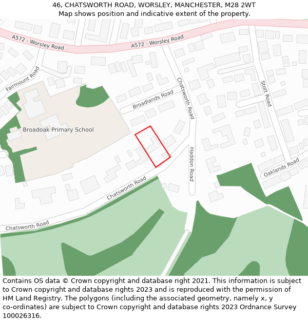 46, CHATSWORTH ROAD, WORSLEY, MANCHESTER, M28 2WT: Location map and indicative extent of plot