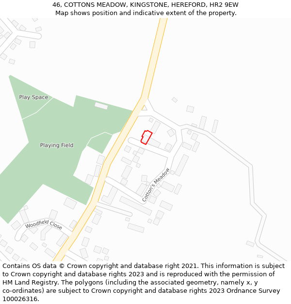 46, COTTONS MEADOW, KINGSTONE, HEREFORD, HR2 9EW: Location map and indicative extent of plot