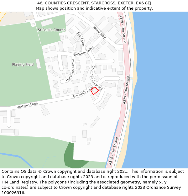 46, COUNTIES CRESCENT, STARCROSS, EXETER, EX6 8EJ: Location map and indicative extent of plot