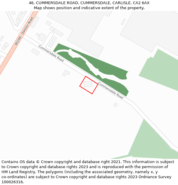 46, CUMMERSDALE ROAD, CUMMERSDALE, CARLISLE, CA2 6AX: Location map and indicative extent of plot