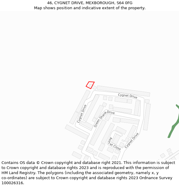 46, CYGNET DRIVE, MEXBOROUGH, S64 0FG: Location map and indicative extent of plot