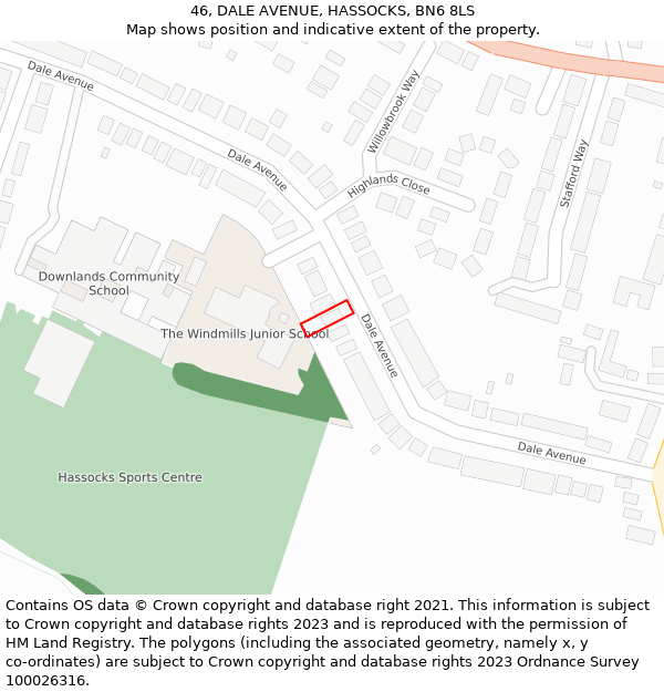 46, DALE AVENUE, HASSOCKS, BN6 8LS: Location map and indicative extent of plot