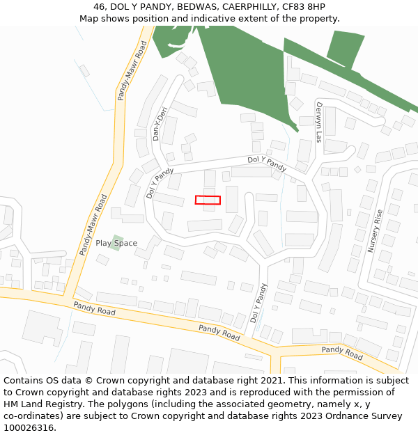 46, DOL Y PANDY, BEDWAS, CAERPHILLY, CF83 8HP: Location map and indicative extent of plot