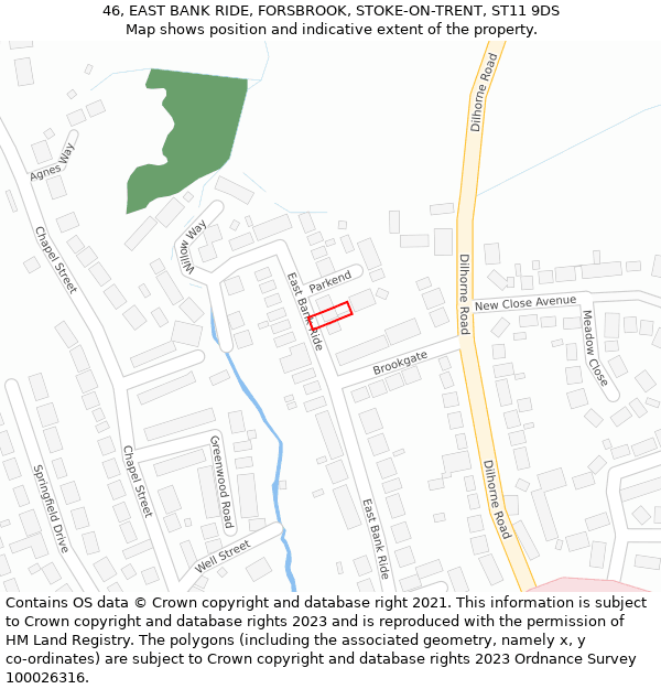 46, EAST BANK RIDE, FORSBROOK, STOKE-ON-TRENT, ST11 9DS: Location map and indicative extent of plot