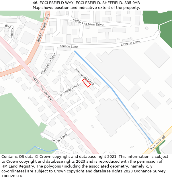 46, ECCLESFIELD WAY, ECCLESFIELD, SHEFFIELD, S35 9AB: Location map and indicative extent of plot