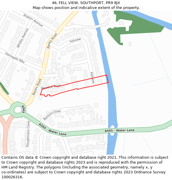 46, FELL VIEW, SOUTHPORT, PR9 8JX: Location map and indicative extent of plot