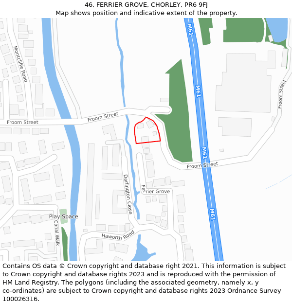 46, FERRIER GROVE, CHORLEY, PR6 9FJ: Location map and indicative extent of plot