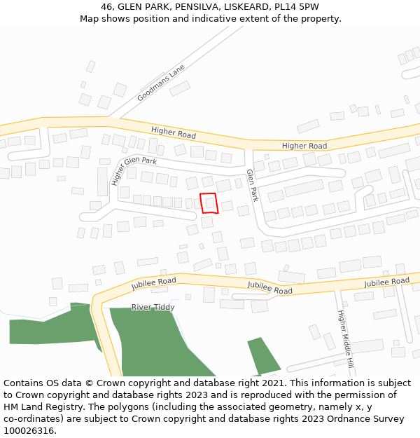 46, GLEN PARK, PENSILVA, LISKEARD, PL14 5PW: Location map and indicative extent of plot