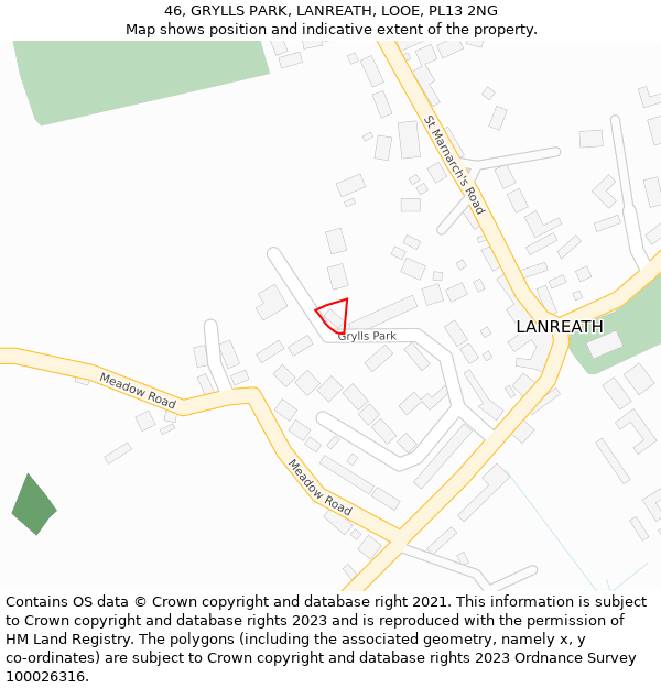 46, GRYLLS PARK, LANREATH, LOOE, PL13 2NG: Location map and indicative extent of plot