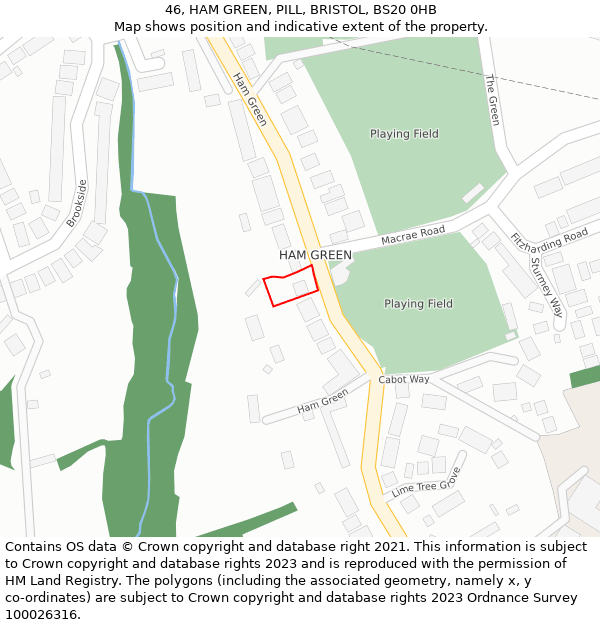 46, HAM GREEN, PILL, BRISTOL, BS20 0HB: Location map and indicative extent of plot