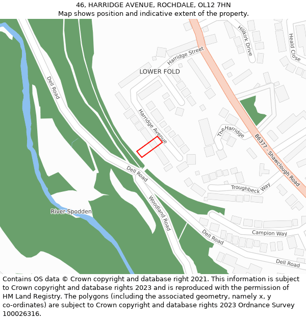 46, HARRIDGE AVENUE, ROCHDALE, OL12 7HN: Location map and indicative extent of plot