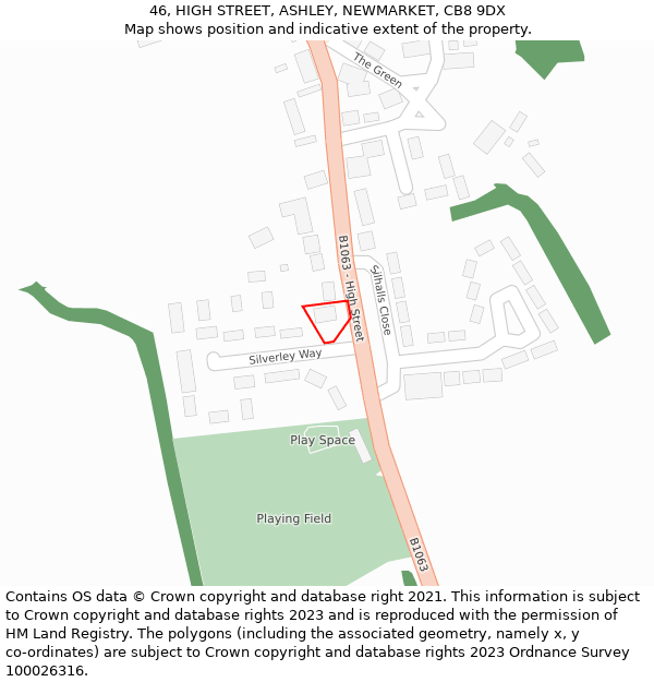 46, HIGH STREET, ASHLEY, NEWMARKET, CB8 9DX: Location map and indicative extent of plot