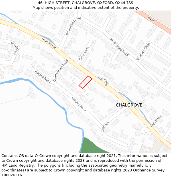 46, HIGH STREET, CHALGROVE, OXFORD, OX44 7SS: Location map and indicative extent of plot