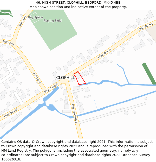 46, HIGH STREET, CLOPHILL, BEDFORD, MK45 4BE: Location map and indicative extent of plot