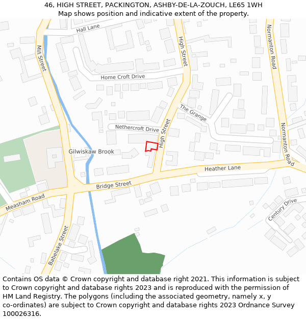 46, HIGH STREET, PACKINGTON, ASHBY-DE-LA-ZOUCH, LE65 1WH: Location map and indicative extent of plot