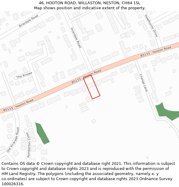 46, HOOTON ROAD, WILLASTON, NESTON, CH64 1SL: Location map and indicative extent of plot