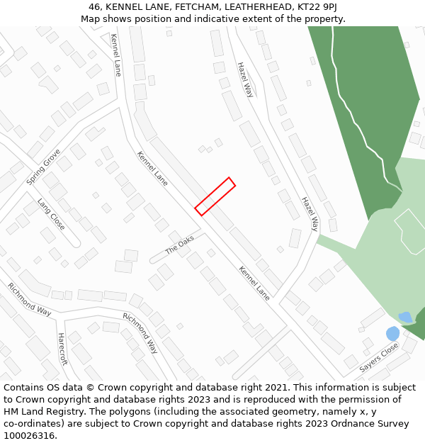 46, KENNEL LANE, FETCHAM, LEATHERHEAD, KT22 9PJ: Location map and indicative extent of plot